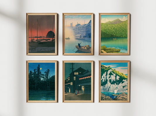 Your choice * set of 6 - Kawase Hasui ,Japanese Art, 12×18inches (11×17＋margin), Made in Japan,Woodblock Print, Ukiyo-e, Shipping free
